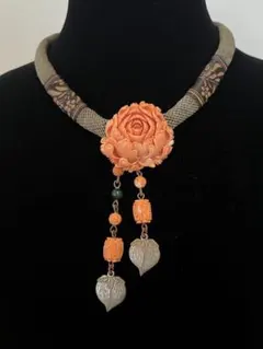 本珊瑚花モチーフネックレス インポートロッサ特注ジュエリー