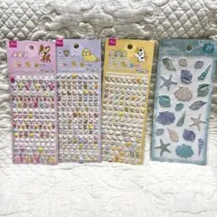 ダイソー・セリア　動物・貝殻デザイン　シール　4種まとめ売り