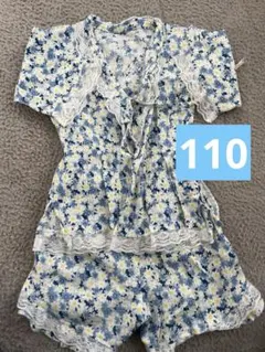 女の子　甚平 110 花柄　レース　浴衣　夏祭り　盆踊り