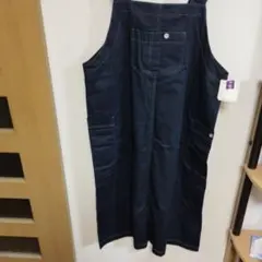 ダークブルー デニム風オーバーオール