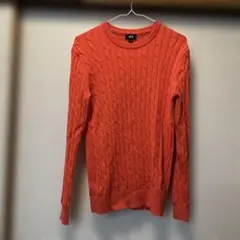 UNIQLO オレンジ ケーブルニット Mサイズ　美品