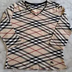 BURBERRY チェックトップス 七分袖 1 ホース刺繍 ノバチェック柄