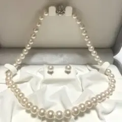 【極美品】最高級 花珠あこや本真珠ネックレスイヤリングセット8-8.5mm 大珠のサムネイル