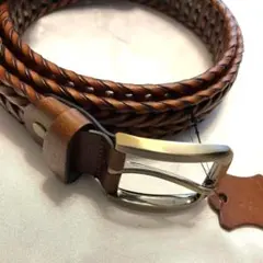 A101ブラウン 本革ベルト メッシュ スーツ レディース ビジネス 革　茶