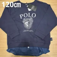 新品タグ付き・POLO ポロ　重ね着風トレーナー　トップス　長袖　120 デニム