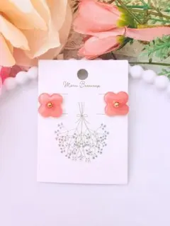 No.2504 小さなクローバーのお花耳飾り(spring pink)
