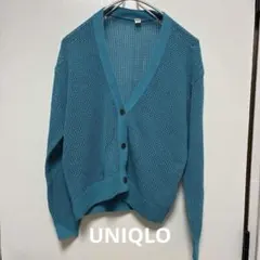 UNIQLO 水色 メッシュ編み カーディガン Mサイズ
