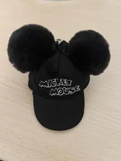 ミッキー ポンポン キャップ キーホルダー キーチェーン ブラック