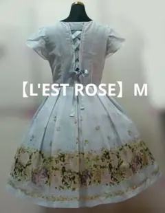 【L'EST ROSE】M エアリーローズギンガムチェックワンピース　ブルー