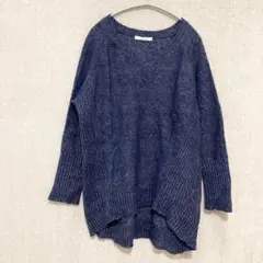 美品✦BLISS POINT ニットセーター M ネイビー ロング丈 ゆったり大