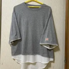 グレー レイヤード 半袖Tシャツ