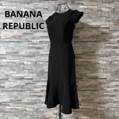 ⭕️BANANA REPUBLIC ブラック ノースリーブ ひざ丈ワンピース　XS