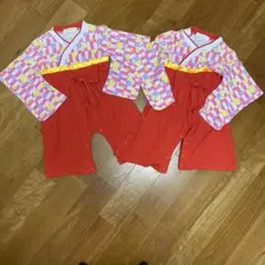 袴風ロンパース　80 双子　花柄