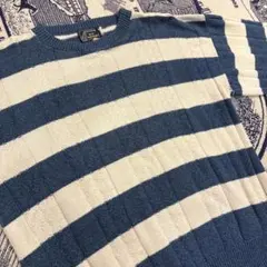 80s PECONICBAYTRADERS コットンニット ボーダー 3D風 L