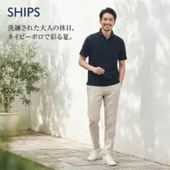 SHIPS シップス ポロシャツ ネイビー S 日本製 襟裏デザインのサムネイル