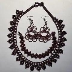 【繊細な手仕事】トルコ伝統レース オヤ 3点セット（チョーカー・ブレス・ピアス）