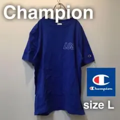 Champion チャンピオン　バックプリントTシャツ L ブルー　青　LOS