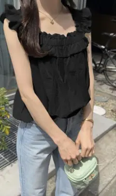 GRL グレイル フリルバルーンシルエットトップス 黒