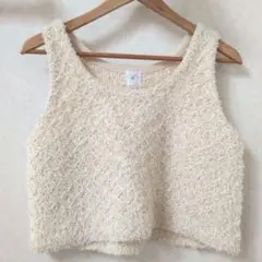 OPAQUE. CLIP ラメ入りファー風ニットベスト アイボリー フリーサイズ
