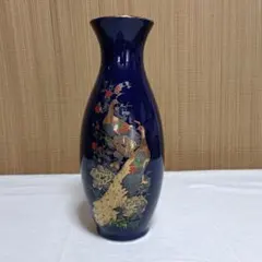 九谷焼 花瓶 明陶窯 壺型耳付 孔雀と桜•牡丹 金彩 - メルカリ