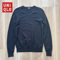 519 UNIQLO ユニクロ　カシミア混　Vネックプルオーバーニット　長袖　黒
