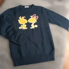 PEANUTS ウッドストック　ネイビー セーター L