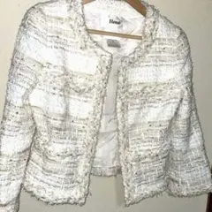 美品 希少 15万円以上 René ルネTISSUE社スパンコール混ツイード生地