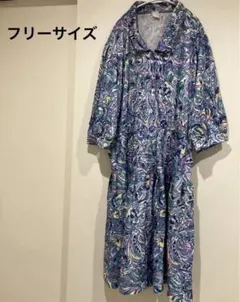 一点もの✨️多色花柄【フリーサイズ】七分袖ひざ丈ワンピース 花柄 おしゃれ