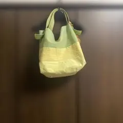 緑と黄色のストライプ トートバッグ