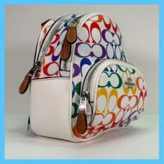 【COACH】 タグ有り ミニ コート バックパック レインボー シグネチャー