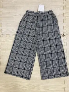 新品未使用、札付き、チェック柄 ワイドパンツ 100cm以上