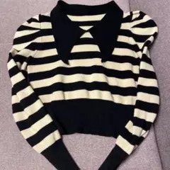 ボーダーニット 襟付き loueme