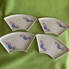 昭和レトロ　皿　刺身皿　扇形　花柄　4枚セット