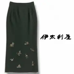 美品♡ 伊太利屋 美シルエット♡ アニマル柄 ロングスカート カーキ系のサムネイル