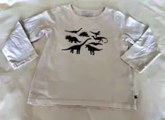 恐竜グラフィック長袖カットソー コットン 白 100cm
