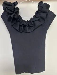 GRL オフショルストライプ柄フリルニットトップス