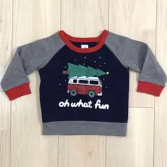ギャップ 長袖トレーナー クリスマス コスプレ スウェット 乗り物 バス ツリー
