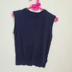 earth music&ecology ネイビー ニットベスト フリーサイズ