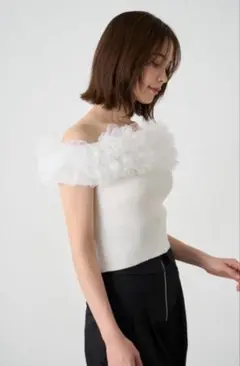 SNIDEL スナイデル ボリュームチュールドッキングニットプルオーバー