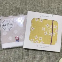 【新品未使用】ハンカチタオル　2枚セット　日本製　ガーゼ　コットン　花柄　水玉