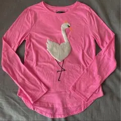 送料込 GAP kids XL(12) ピンク 白鳥刺繍 長袖カットソー
