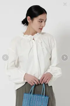 H BEAUTY&YOUTH コットン タックギャザー ブラウス