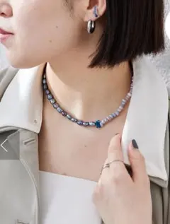 ear PAPILLONNER 淡水パール ネックレス サックスブルー