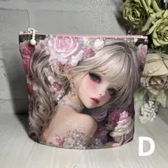 隠しマチパネルポーチ　女の子♡薔薇 D