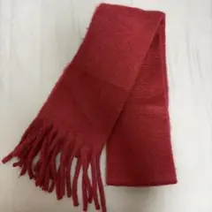 GRL 起毛フェイクウールフリンジボリュームマフラー レッド Fサイズ