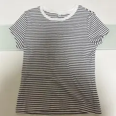 ストライプ 半袖Tシャツ ホワイト/ブラック GU