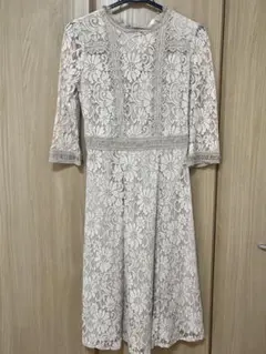 パーティードレス ベージュ 総レース