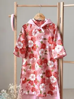 (ガール)No.ADT2512女の子ベトナム可愛いアオザイセットヘヤバンド付き