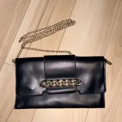 ブラックショルダーバッグ 合成皮革