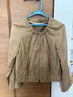 ブラウン ノーカラージャケット シップス